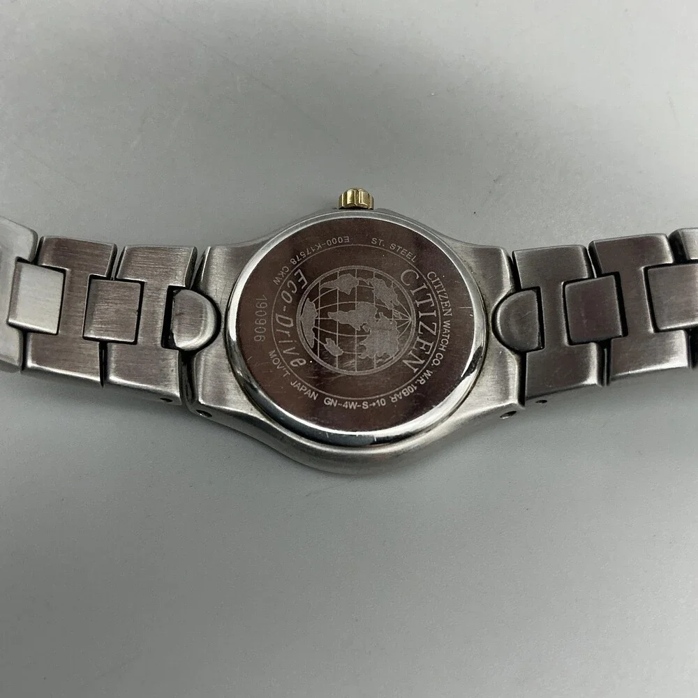 Citizen Eco-Drive WR 100 Womens Watch 25mm Black Dial Silver Gold Two Tone 6.75